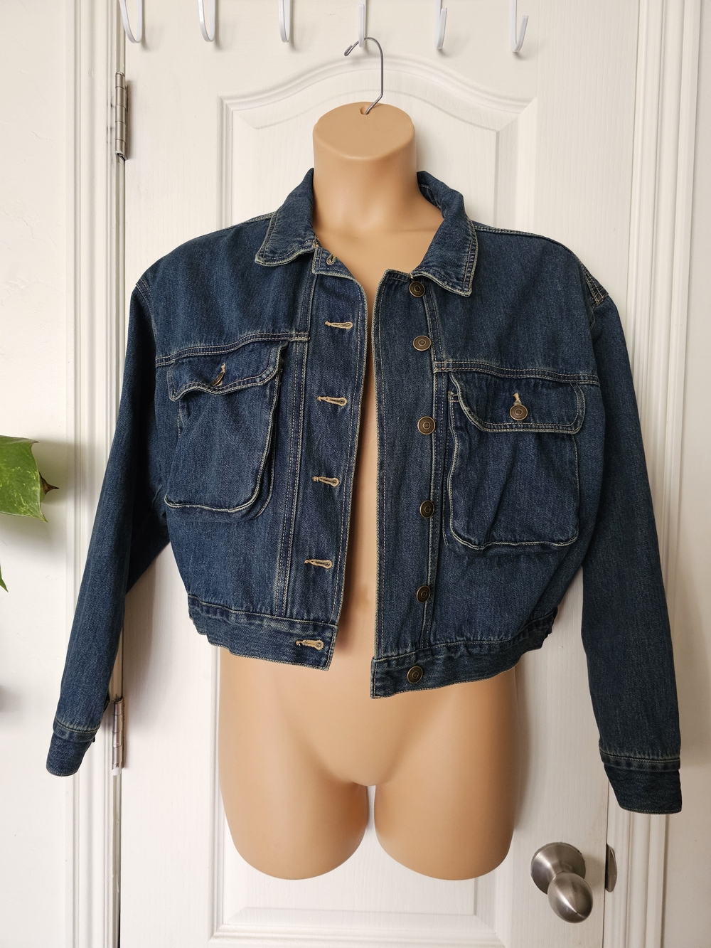 Fashion Nova Xl Dark Blue Cropped Denim Jacket